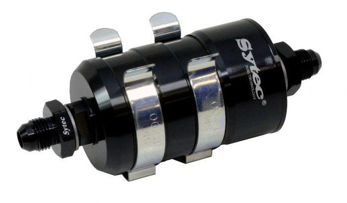 SYTEC Bullet High Flow Fuel Filter Jic6 - Jic6 (Black) with mounting clips (BULLETF1-BK-HF-M) - The Green Spark Plug Automotive product