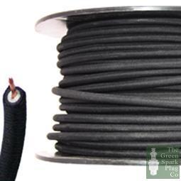 7mm HT Ignition Lead Cable - Wire Core Cotton Braided Black - High quality product image showing 7mm HT Ignition Lead Cable - Wire Core Cotton Braided Black details and features