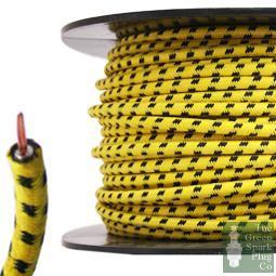 7mm HT Ignition Lead Cable - Wire Core Cotton Braided YBF - The Green Spark Plug Automotive product