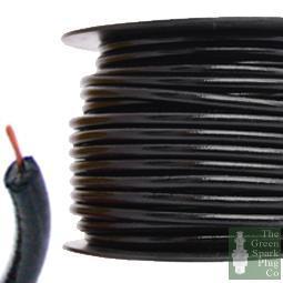 7mm HT Ignition Lead Cable - Gloss Black Wire Core Cotton Braided - The Green Spark Plug Automotive product