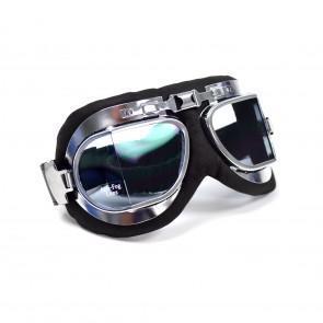 GS46010 - EMGO Goggles - Leather/Chrome Frame Stadium Style. - High quality product image showing GS46010 - EMGO Goggles - Leather/Chrome Frame Stadium Style. details and features
