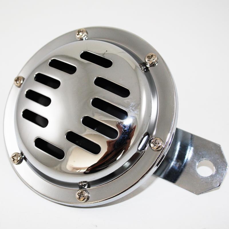 Motorcycle Horn Universal Chrome plated 6v horn 100mm diameter 90mm bracket - The Green Spark Plug Automotive product
