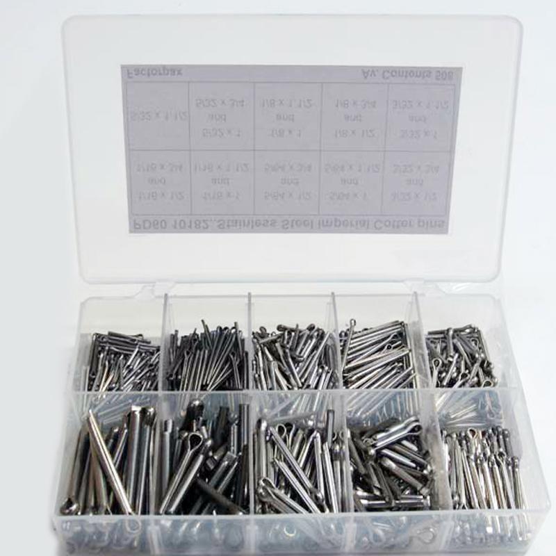 Kits - Cotter Pins - Stainless Steel Inch, 1/16 x 1/2 to 5/32 x 1.1/2 - High quality product image showing Kits - Cotter Pins - Stainless Steel Inch, 1/16 x 1/2 to 5/32 x 1.1/2 details and features