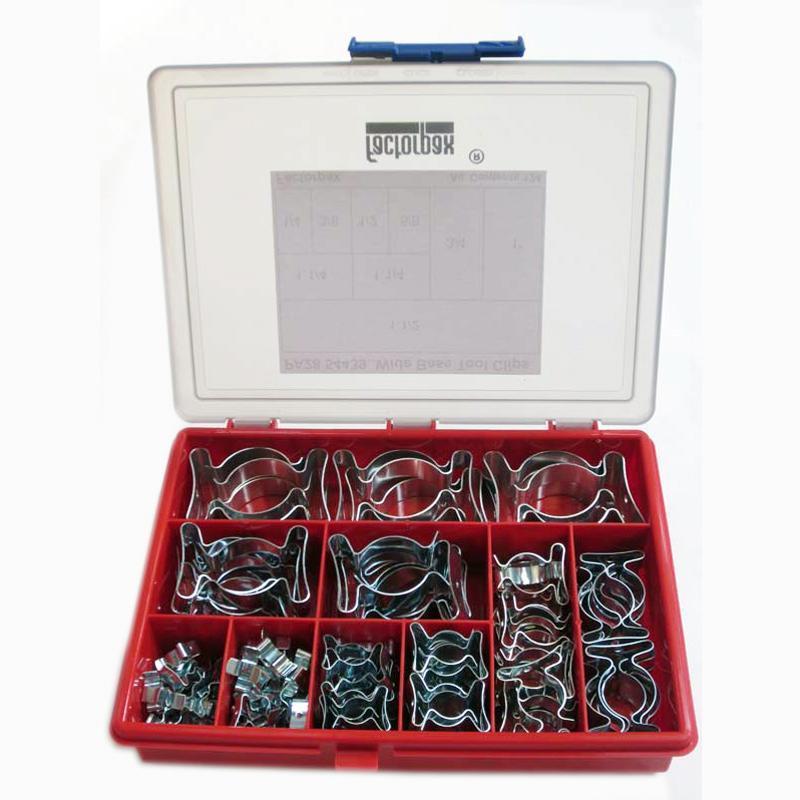 Kits - Clips & Clamps - Wide Base 1/4 -1 1/2 Zinc Plated Tool Clips 1.3 KG - High quality product image showing Kits - Clips & Clamps - Wide Base 1/4 -1 1/2 Zinc Plated Tool Clips 1.3 KG details and features