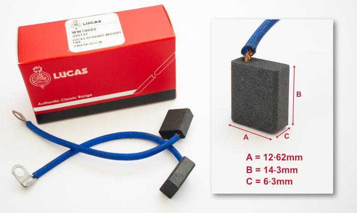 Lucas Dynamo Brushes Pair 200737 large type Fits Lucas E3L, E3LM and E3N Dynamos - The Green Spark Plug Automotive product