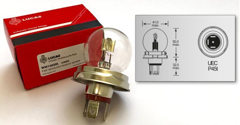 Lucas P45T Headlight Bulb 6V LLB423 (10 Pack) - High quality product image showing Lucas P45T Headlight Bulb 6V LLB423 (10 Pack) details and features