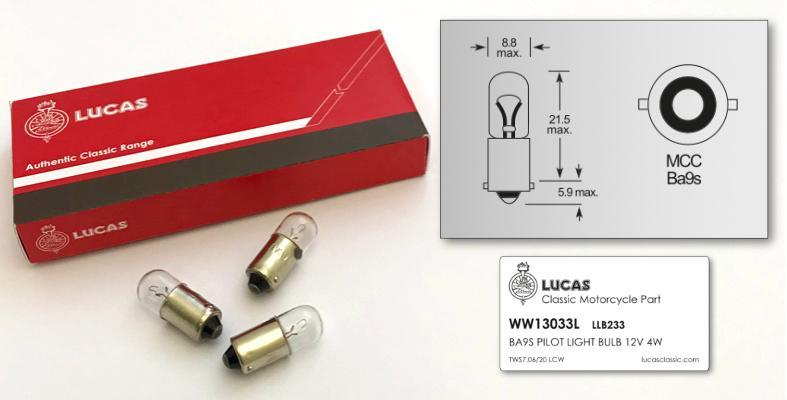 BA9S Lucas Pilot Light Bulb 12V LLB233T (10 Pack) - The Green Spark Plug Automotive product