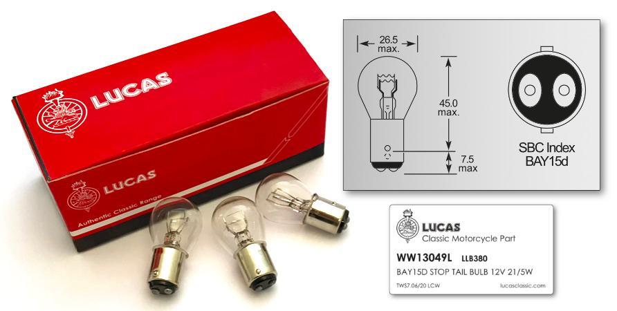 BAY15D Lucas Stop/Tail Bulb 12V LLB380T (10 Pack) - High quality product image showing BAY15D Lucas Stop/Tail Bulb 12V LLB380T (10 Pack) details and features