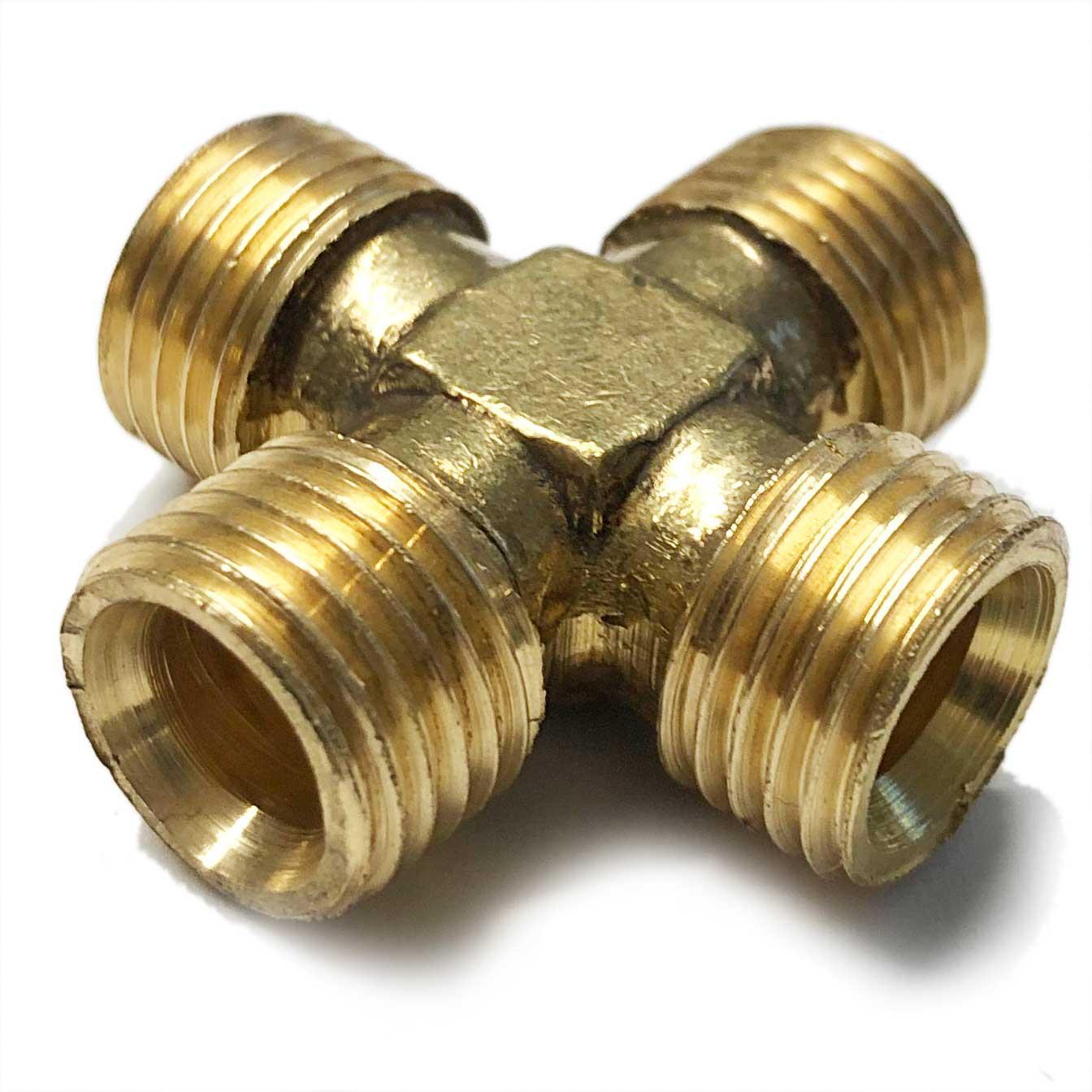 Brass Equal Cross 5/16  O/D - Petrol Fuel Pipe - 1/4 BSP - High quality product image showing Brass Equal Cross 5/16  O/D - Petrol Fuel Pipe - 1/4 BSP details and features