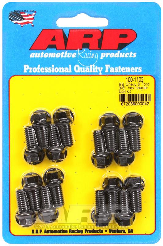 ARP 100-1102 Exhaust Header Bolt; For Use With Chevy Big Block; 3/8 - 16 Inch Thread Size; .750 Inch Length; Hex Style Head Type; Black Oxide; Black; Chrome Moly; Set of 16 - High quality product image showing ARP 100-1102 Exhaust Header Bolt; For Use With Chevy Big Block; 3/8 - 16 Inch Thread Size; .750 Inch Length; Hex Style Head Type; Black Oxide; Black; Chrome Moly; Set of 16 details and features