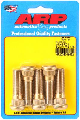 ARP 100-7727 WHEEL STUD KIT SUBARU/SCION, M12 x 1.25 Thread Size; 1.75 Inch Under Head Length; 0.565 Inch Knurl Diameter; 0.270 Inch Knurl Length; 0.000 Inch Nose Length; Set of 5 - The Twister Group Tools product