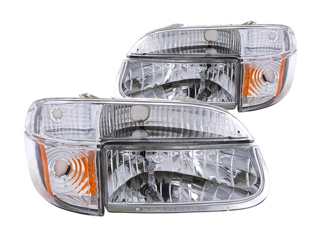ANZO 111040 Ford Explorer Crystal with Amber Corner Chrome Headlight Assembly (Pair) - The Twister Group Tools product