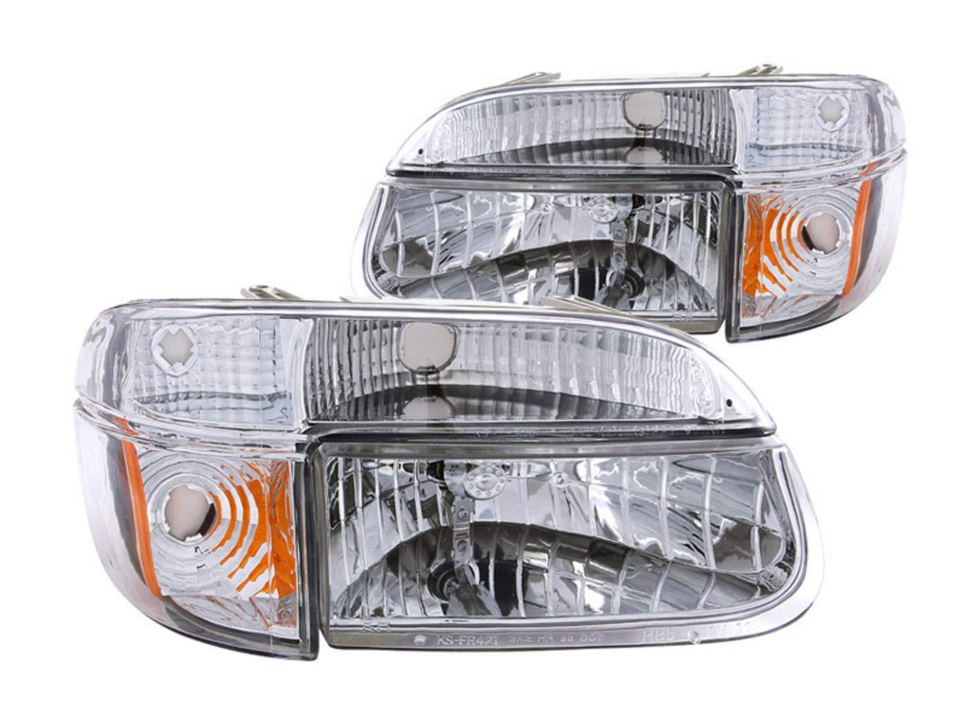 ANZO 111040 Ford Explorer Crystal with Amber Corner Chrome Headlight Assembly (Pair) - High quality product image showing ANZO 111040 Ford Explorer Crystal with Amber Corner Chrome Headlight Assembly (Pair) details and features