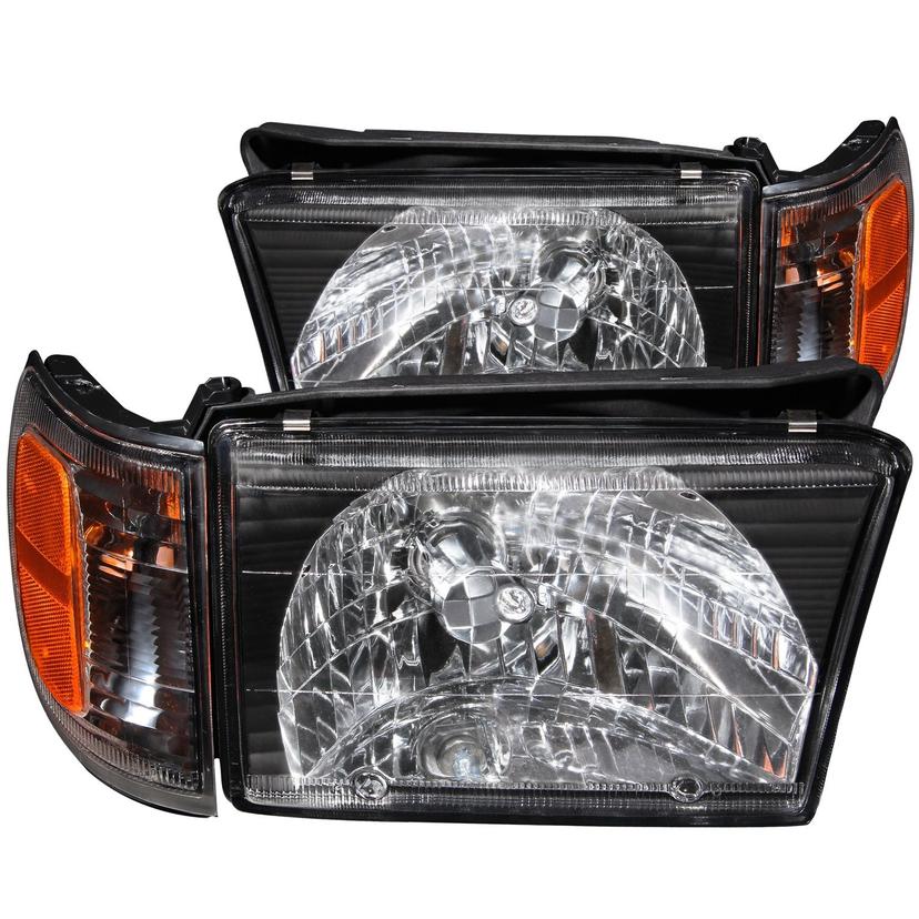 ANZO 111077 Toyota 4Runner Black With Amber Reflectors Headlight Assembly (Pair)