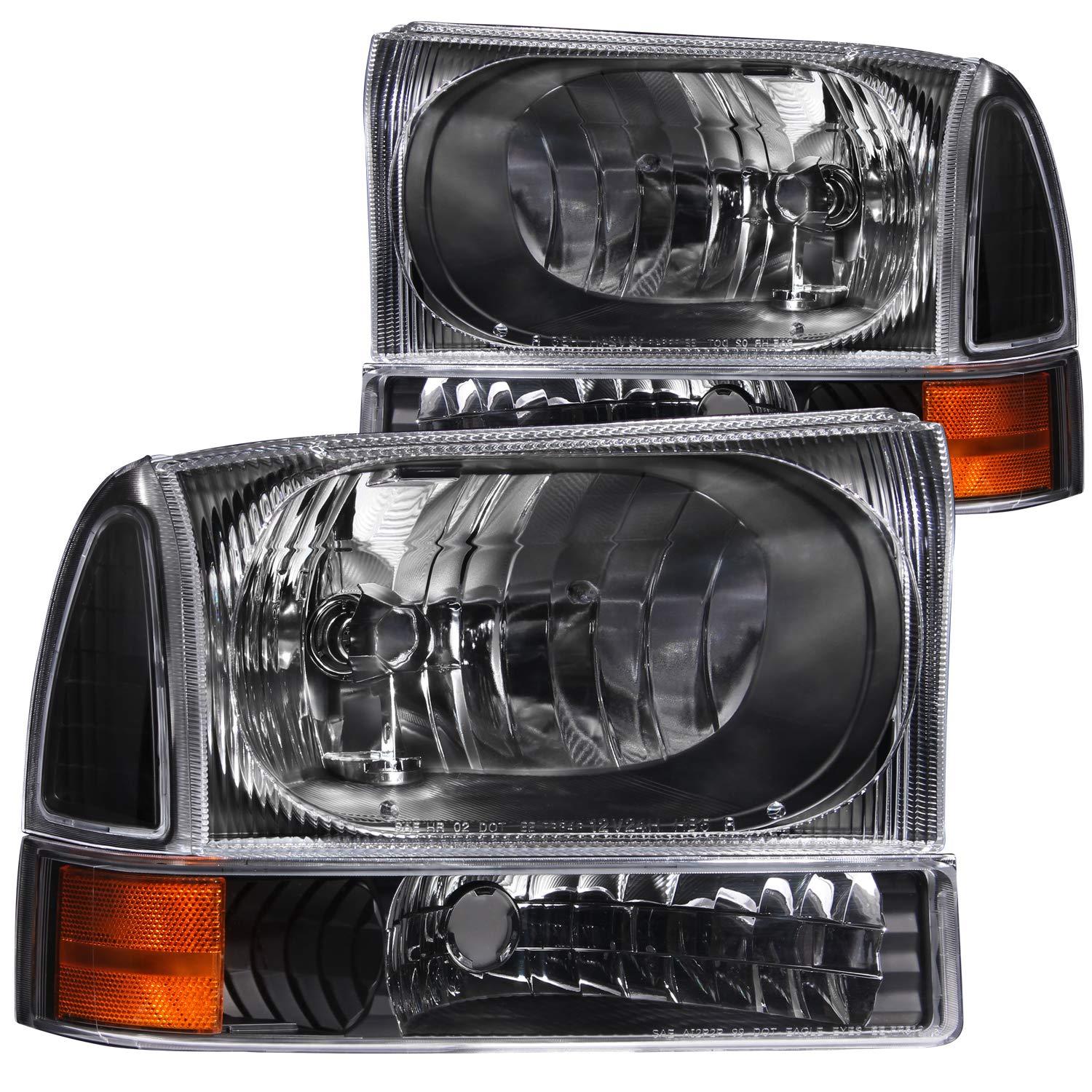 ANZO 111080 USA Ford Black with Corner Amber Headlight Assembly (Pair) - High quality product image showing ANZO 111080 USA Ford Black with Corner Amber Headlight Assembly (Pair) details and features