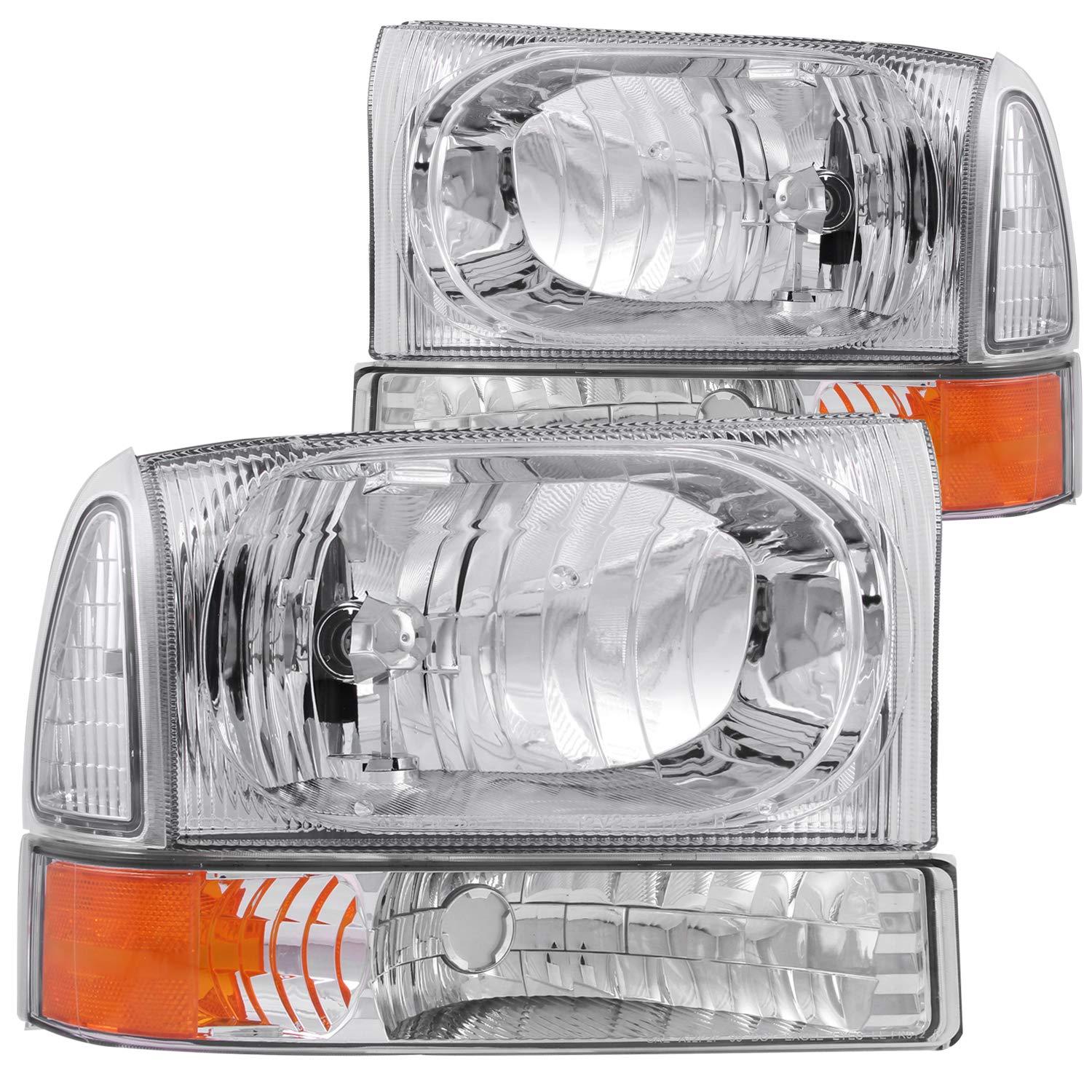 ANZO 111081 Ford Chrome with Corner Amber Headlight Assembly (Pair) - High quality product image showing ANZO 111081 Ford Chrome with Corner Amber Headlight Assembly (Pair) details and features
