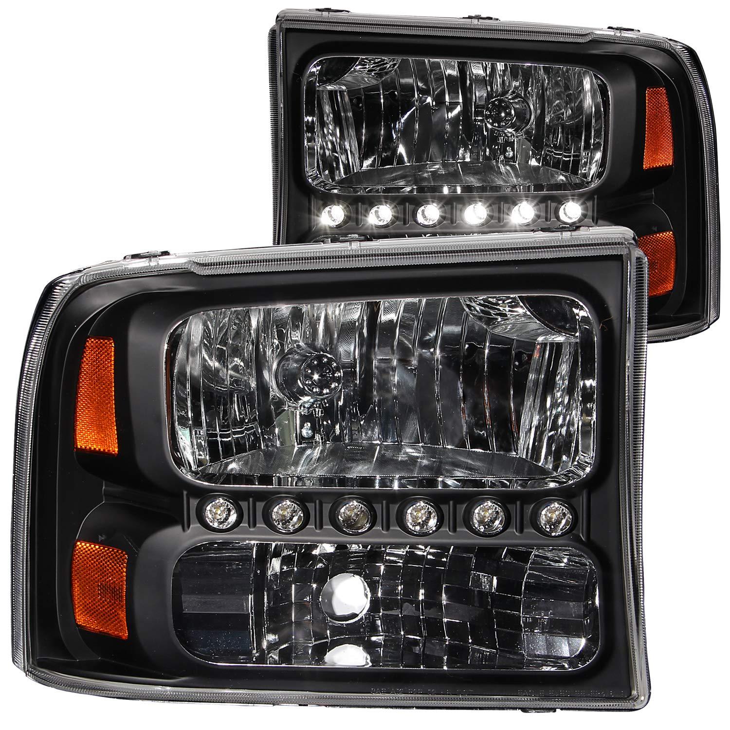 ANZO 111106 Ford Black Amber Headlight Assembly (Pair) - High quality product image showing ANZO 111106 Ford Black Amber Headlight Assembly (Pair) details and features