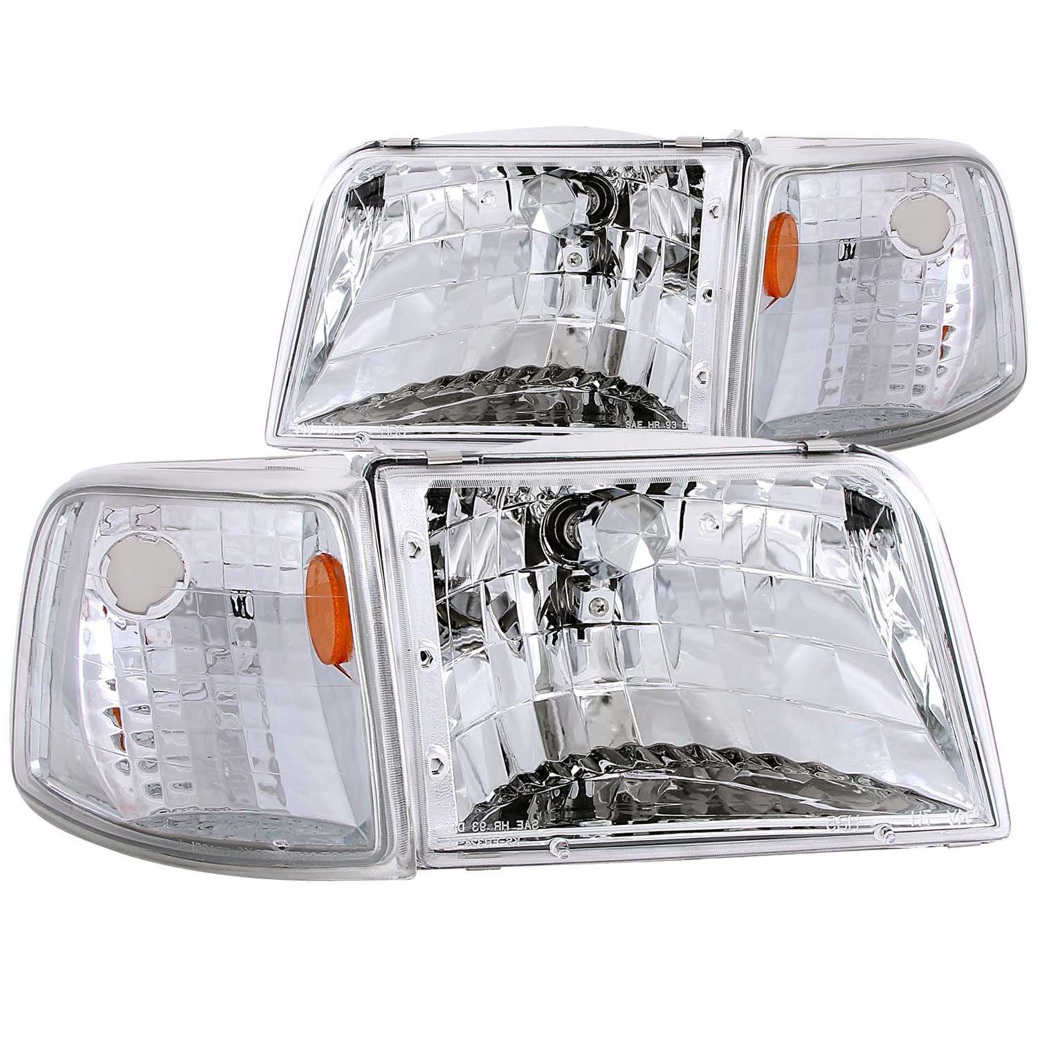 ANZO 111119 Ford Ranger Clear With Amber Corners Headlight Assembly (Pair) - High quality product image showing ANZO 111119 Ford Ranger Clear With Amber Corners Headlight Assembly (Pair) details and features