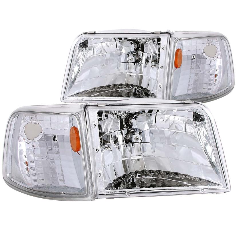 ANZO 111119 Ford Ranger Clear With Amber Corners Headlight Assembly (Pair)