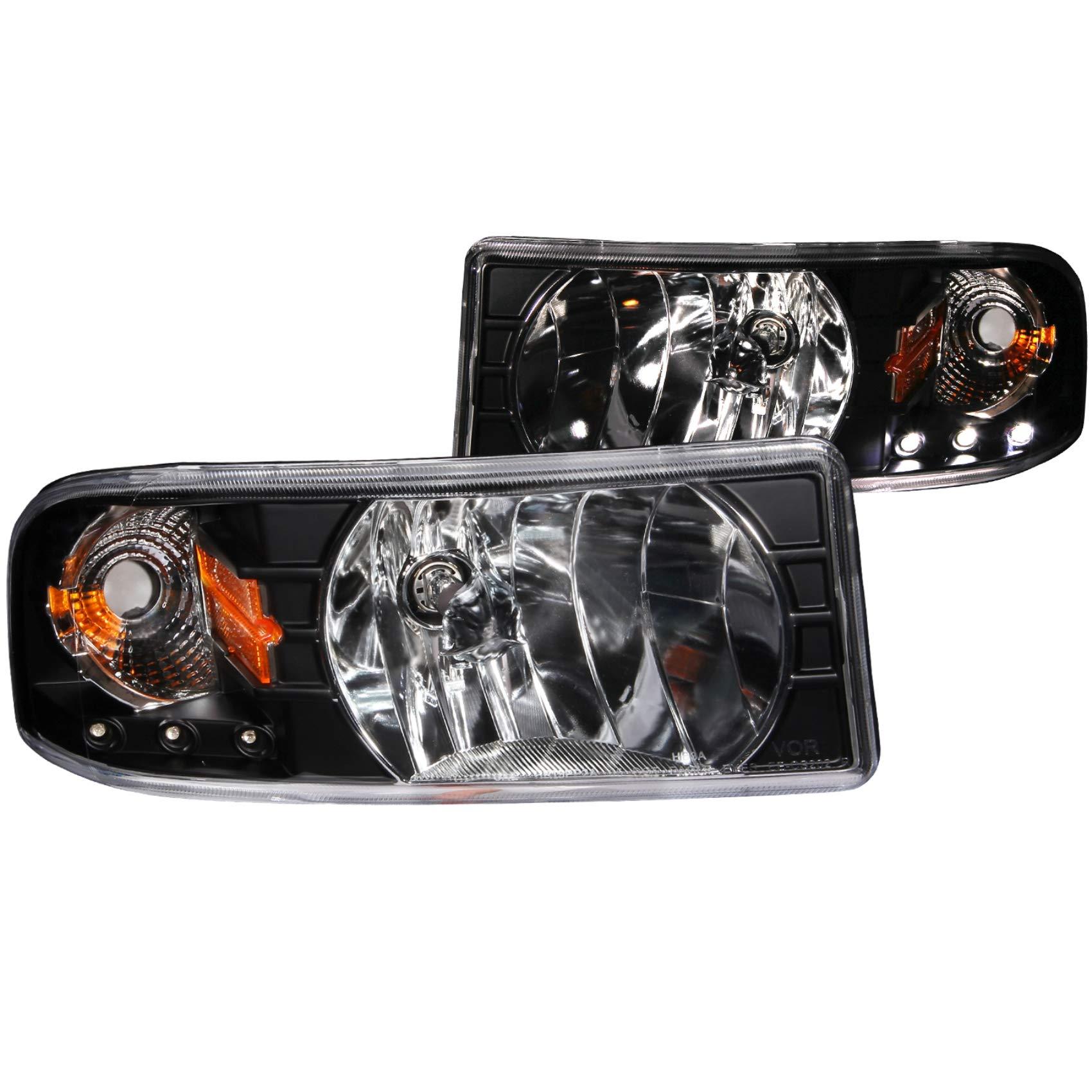 ANZO 111205 DODGE RAM 1500 94-01 / RAM 2500/3500 94-02/ RAM SPORT MODEL 94-98 CRYSTAL HEADLIGHTS BLACK w/L.E.D 1PC - High quality product image showing ANZO 111205 DODGE RAM 1500 94-01 / RAM 2500/3500 94-02/ RAM SPORT MODEL 94-98 CRYSTAL HEADLIGHTS BLACK w/L.E.D 1PC details and features