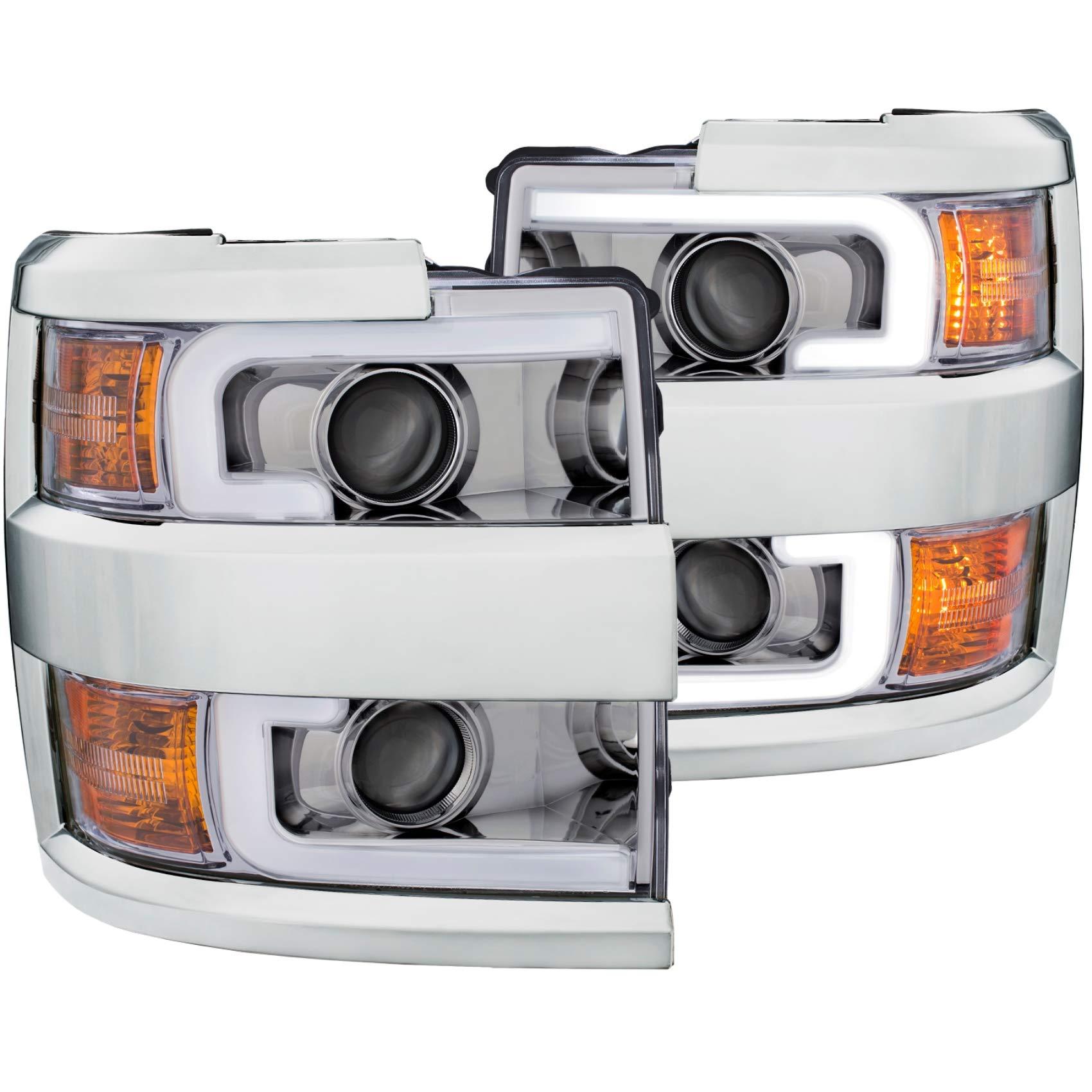 ANZO 111360 CHEVY SILVERADO 2500HD,3500HD 15-19 PROJECTOR PLANK STYLE H.L. CHROME CLEAR AMBER - High quality product image showing ANZO 111360 CHEVY SILVERADO 2500HD,3500HD 15-19 PROJECTOR PLANK STYLE H.L. CHROME CLEAR AMBER details and features