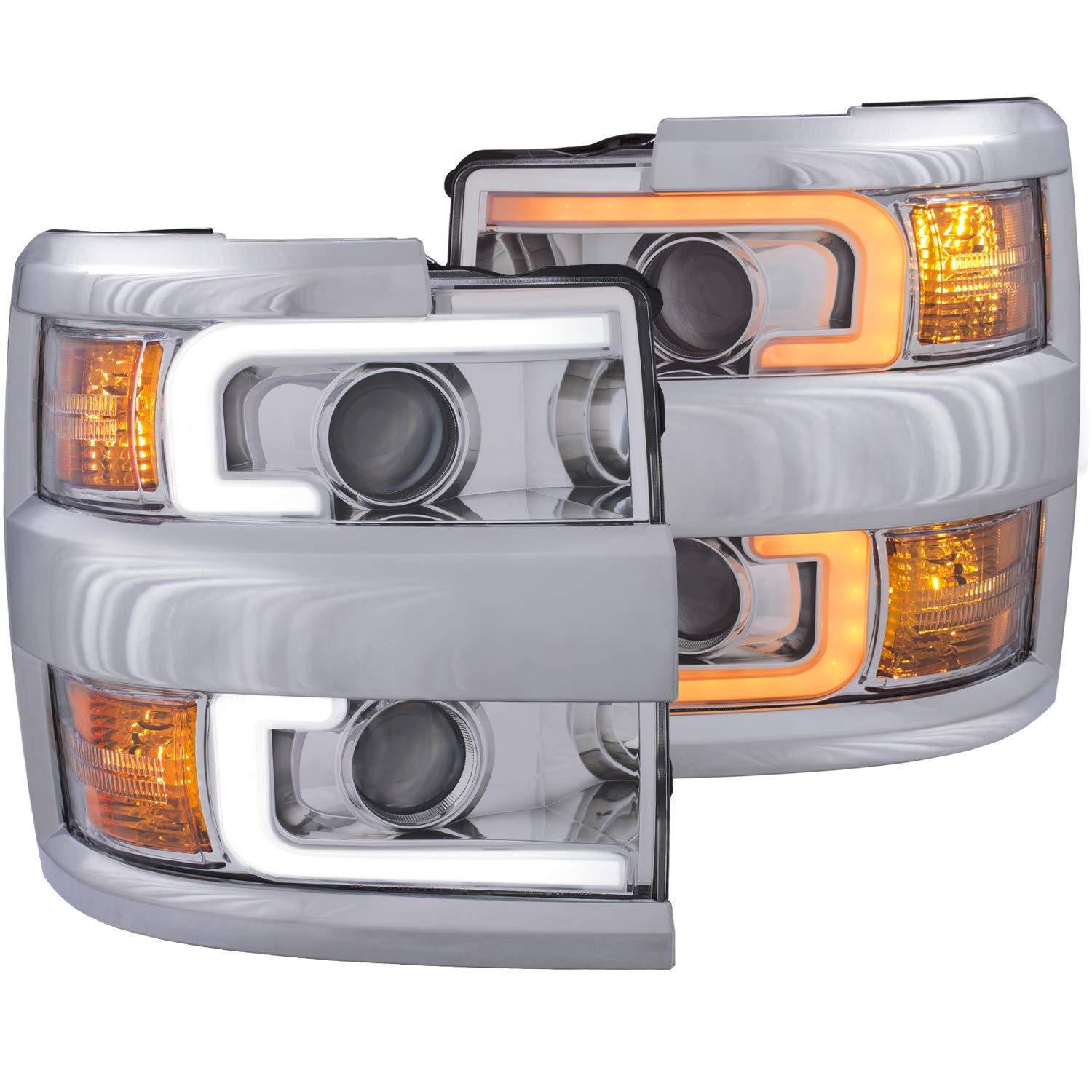 ANZO 111366 CHEVY SILVERADO 2500HD,3500HD 15-19 PROJECTOR SWITCHBACK HEADLIGHT CHROME W/AMBER (CHROME RIM) - High quality product image showing ANZO 111366 CHEVY SILVERADO 2500HD,3500HD 15-19 PROJECTOR SWITCHBACK HEADLIGHT CHROME W/AMBER (CHROME RIM) details and features