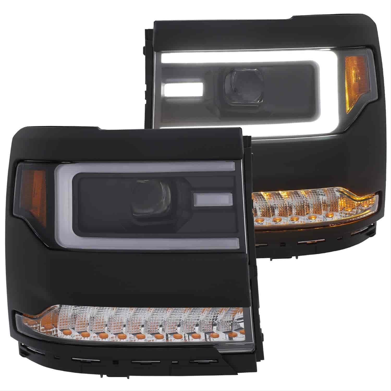 ANZO 111373 Projector Headlight Set Clear Lens Black Housing Amber Reflector Pair w/Plank Style Back Not For Use w/Factory LED Headlights w/o HID Kit Projector Headlight Set - High quality product image showing ANZO 111373 Projector Headlight Set Clear Lens Black Housing Amber Reflector Pair w/Plank Style Back Not For Use w/Factory LED Headlights w/o HID Kit Projector Headlight Set details and features