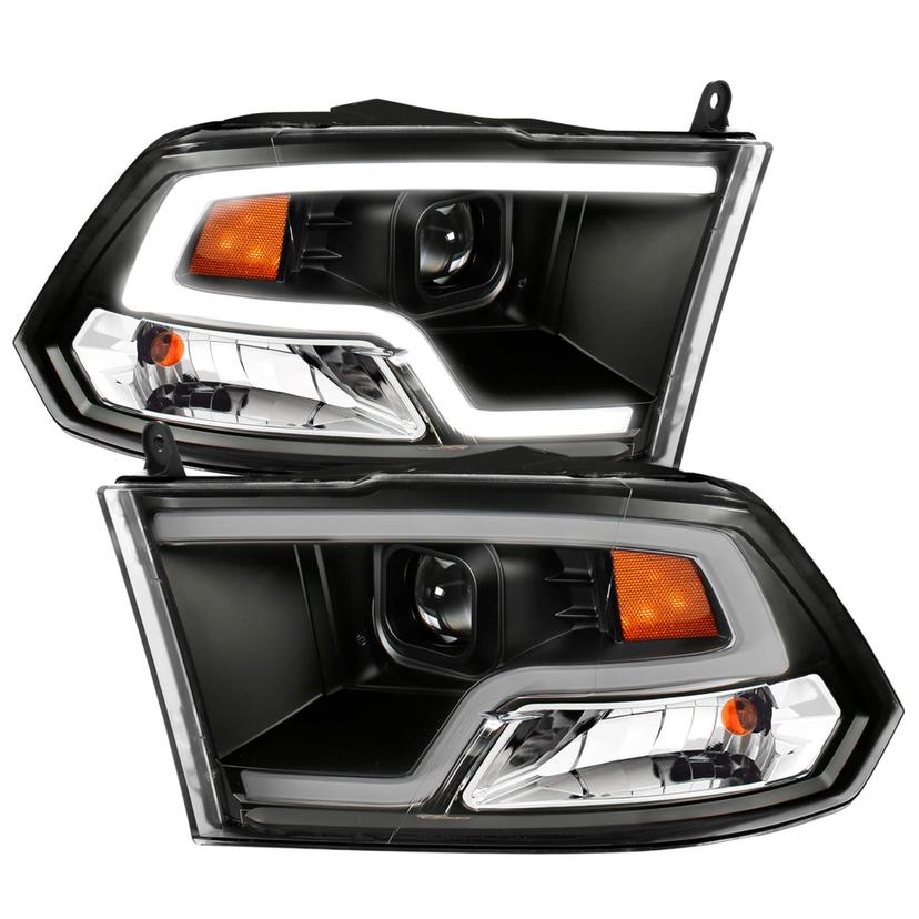 ANZO 111404 DODGE RAM 09-18 PROJECTOR PLANK STYLE HEADLIGHT w/HALO BLACK CLEAR AMBER