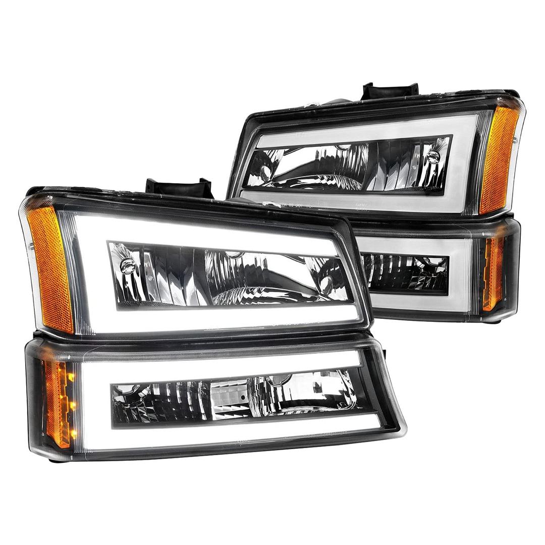 ANZO 111501 SILVERADO 1500/2500/3500 03-07/1500/2500/3500 CLASSIC 07/AVALANCHE W/O BODY CLADDING 02-06 HEADLIGHTS W/SIGNAL LIGHT BLACK HOUSING AMBER (4 PCS) (W/C LIGHT BAR) - The Twister Group Tools product