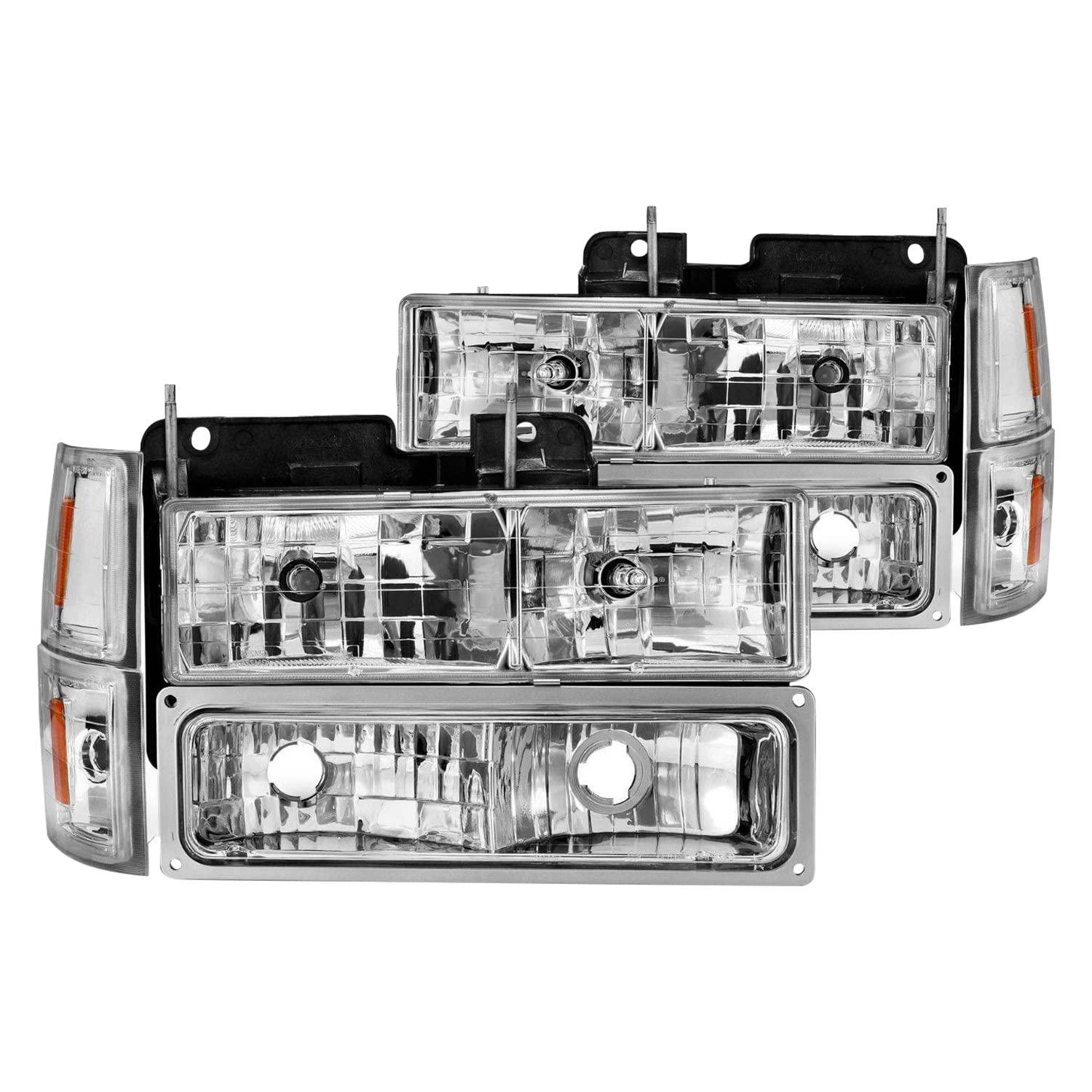 ANZO 111506 88-98 Chevrolet C1500 Crystal Headlights Chrome w/Signal and Side Marker Lights - High quality product image showing ANZO 111506 88-98 Chevrolet C1500 Crystal Headlights Chrome w/Signal and Side Marker Lights details and features
