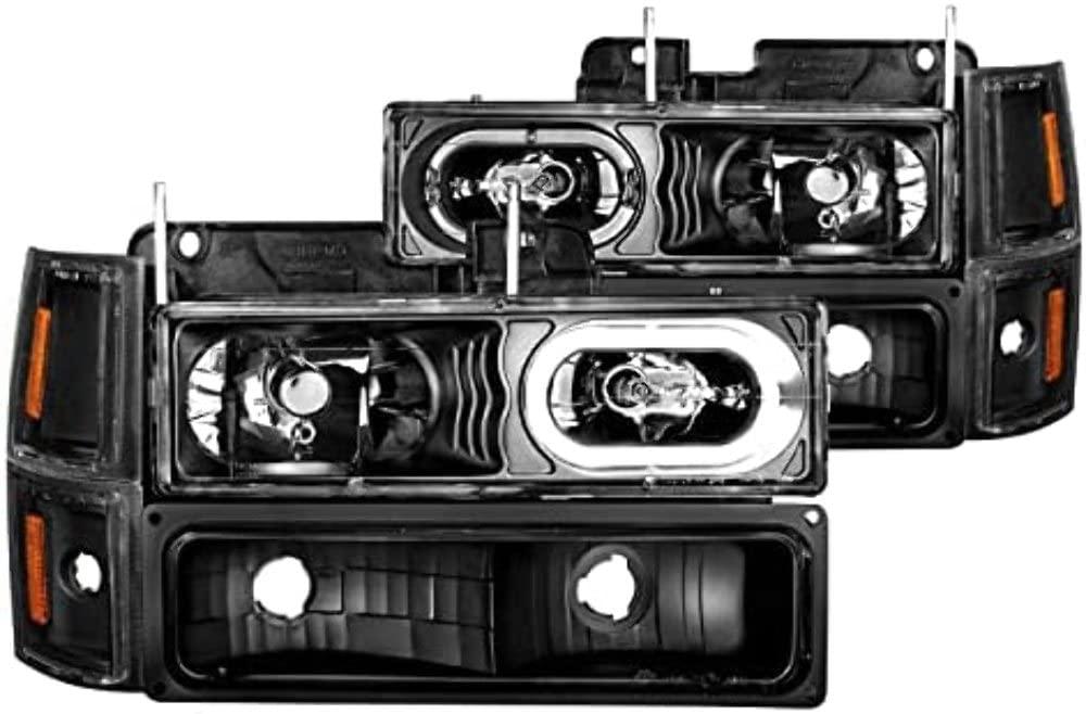 ANZO 111507 88-98 Chevrolet C1500 Crystal Headlights Black Housing w/Signal and Side Marker Lights - High quality product image showing ANZO 111507 88-98 Chevrolet C1500 Crystal Headlights Black Housing w/Signal and Side Marker Lights details and features
