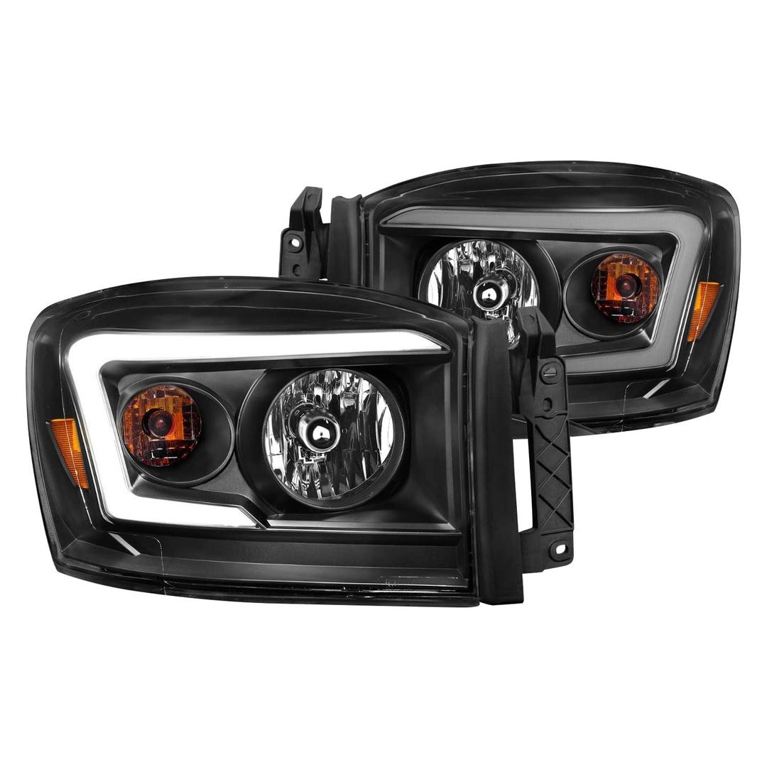 ANZO 111524 06-09 Compatible with Dodge RAM 1500/2500/3500 Headlights Black Housing/Clear Lens (w/Light Bars) - The Twister Group Tools product