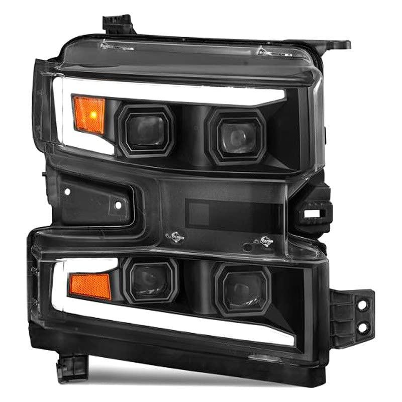 ANZO 111566-R 19-22 Chevrolet Silverado 1500 LED Proj HL w/LGT Bar SwBk Seq. Blk w/in. Light - Passenger Side - The Twister Group Tools product
