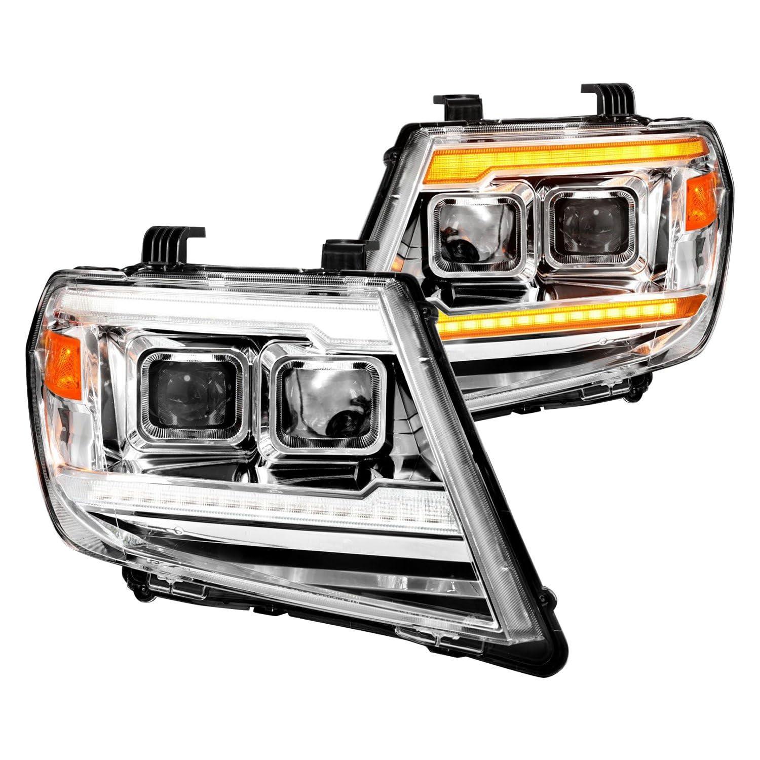 ANZO 111598 Chrome Projector Headlights With Sequential LED DRL - High quality product image showing ANZO 111598 Chrome Projector Headlights With Sequential LED DRL details and features