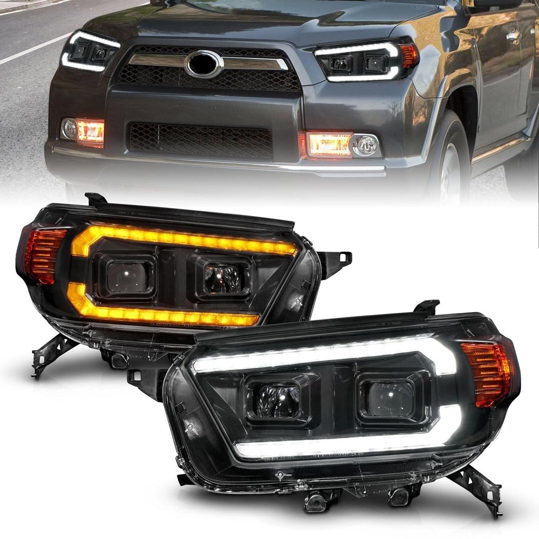 ANZO 111602 Black Projector Headlights With LED DRL And Sequential Turn Signal - The Twister Group Tools product