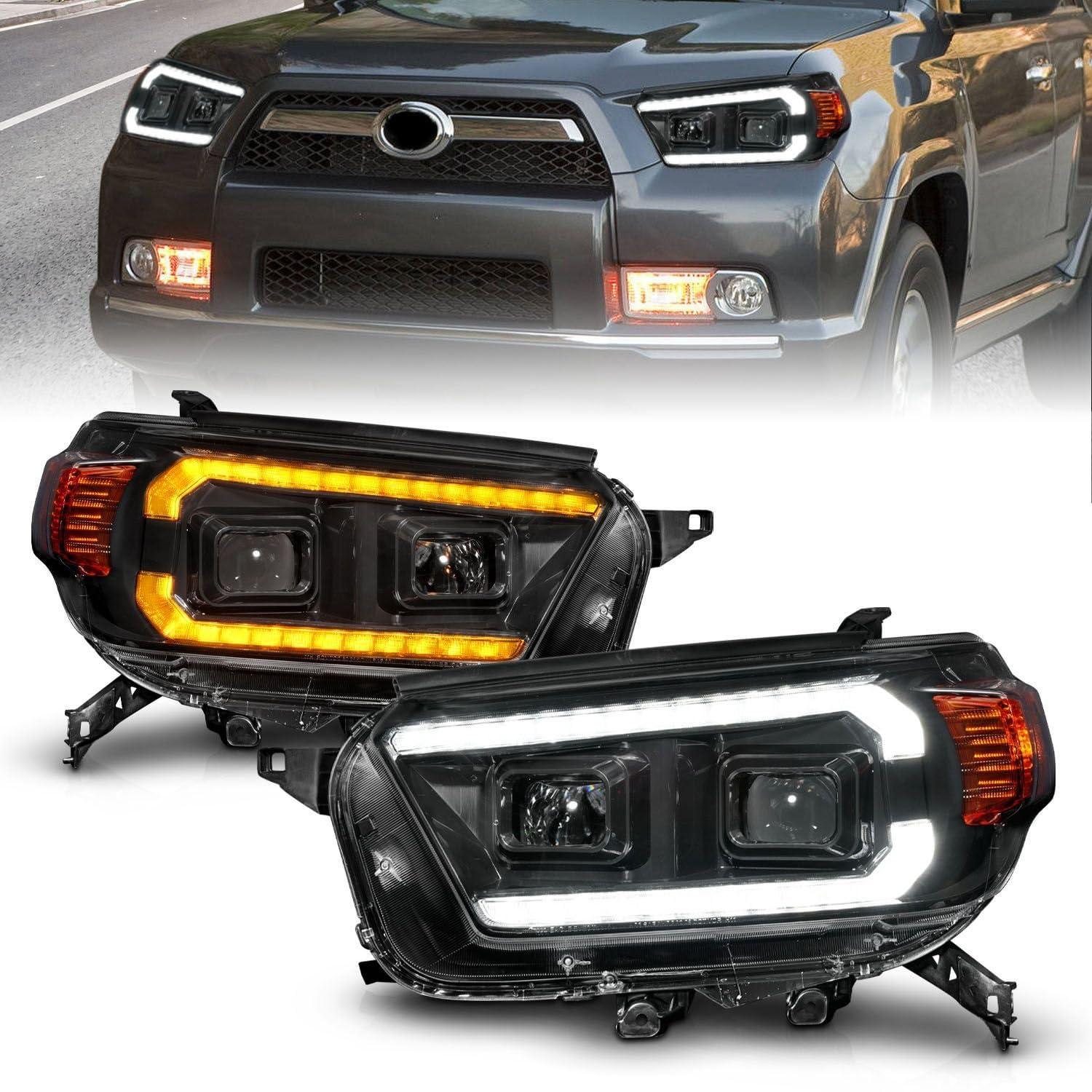 ANZO 111602 Black Projector Headlights With LED DRL And Sequential Turn Signal - High quality product image showing ANZO 111602 Black Projector Headlights With LED DRL And Sequential Turn Signal details and features