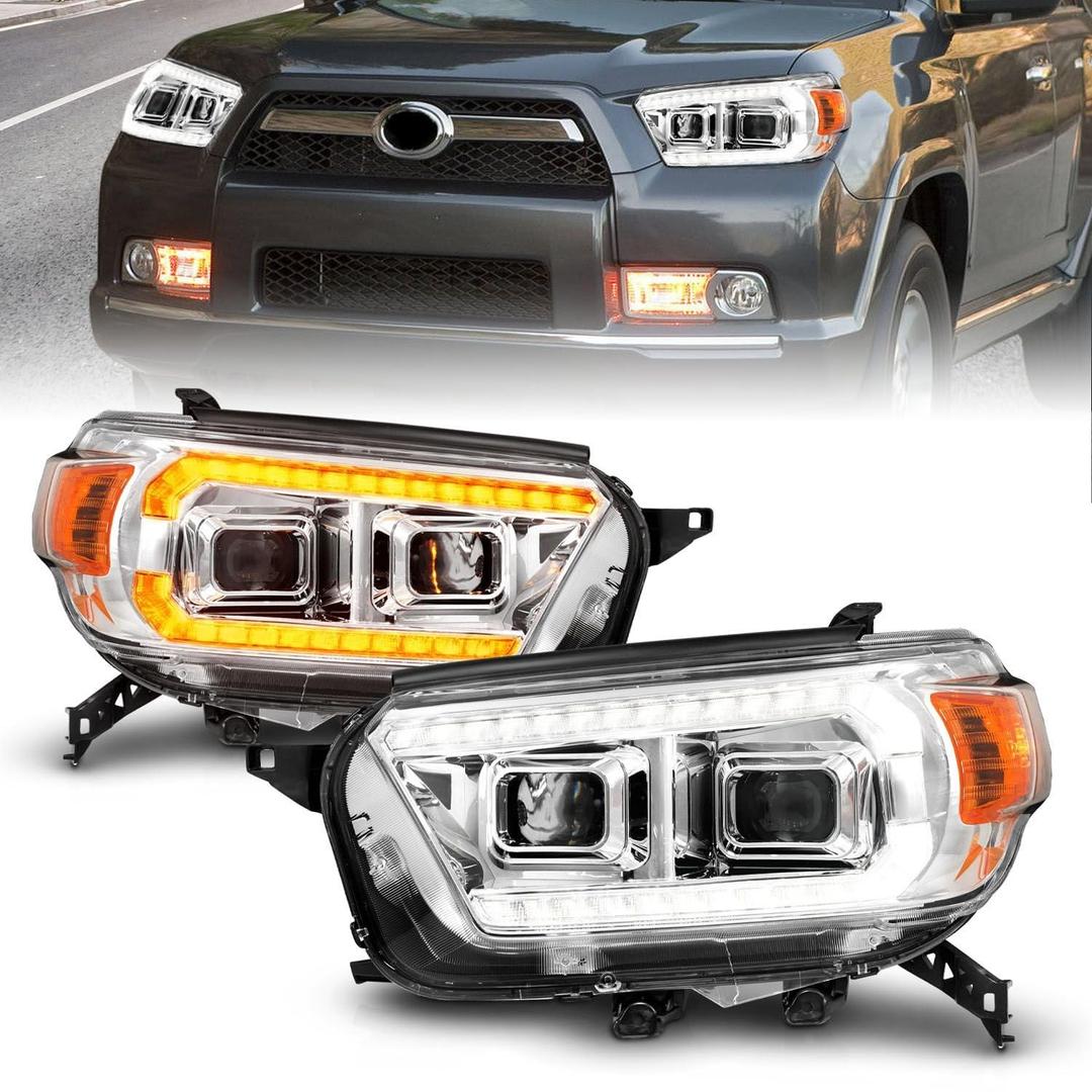 ANZO 111603 Chrome Projector Headlights With LED DRL And Sequential Turn Signal - The Twister Group Tools product