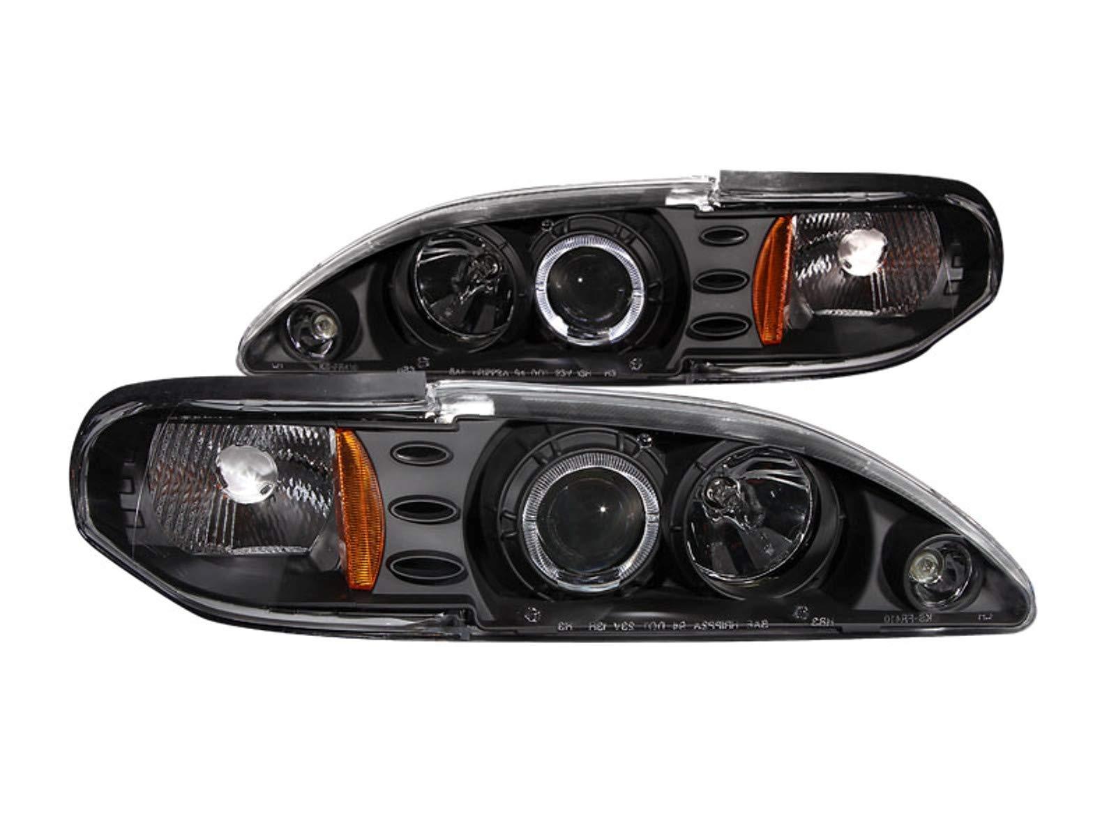 ANZO 121038 Headlight Assembly; Halogen Bulb; Projector Beam With Halo; Clear Lens With Amber Reflectors; Black Housing; Set Of 2 - High quality product image showing ANZO 121038 Headlight Assembly; Halogen Bulb; Projector Beam With Halo; Clear Lens With Amber Reflectors; Black Housing; Set Of 2 details and features