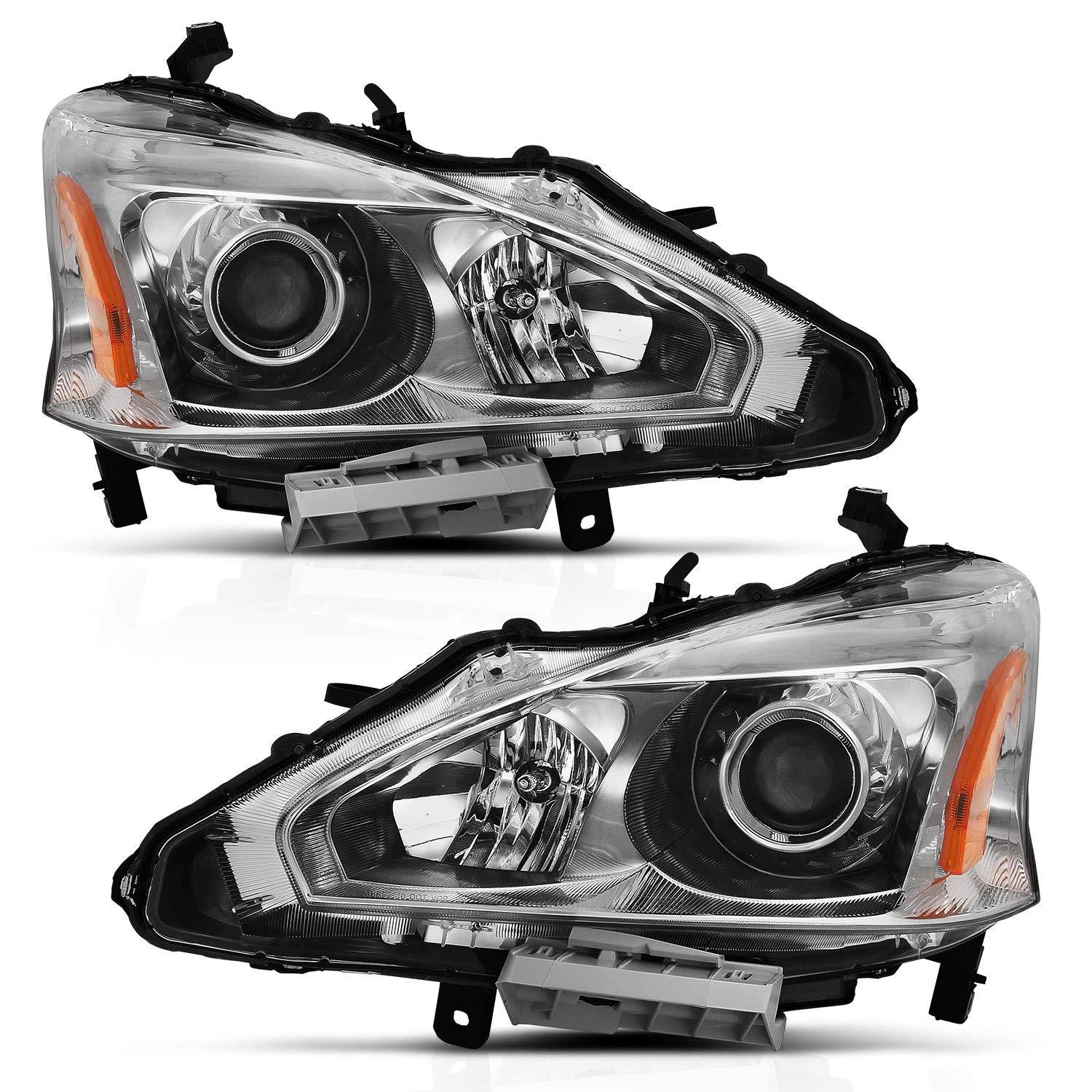 ANZO 121550 Projector Headlight Chrome Amber for 2013-2015 Nissan Altima - High quality product image showing ANZO 121550 Projector Headlight Chrome Amber for 2013-2015 Nissan Altima details and features