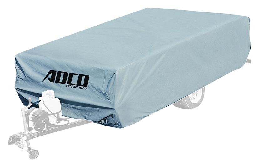 ADCO 2892 Pop Up Folding Trailer Polypropylene Cover, Fits 101 INCH - 12FT Trailers, Gray/White