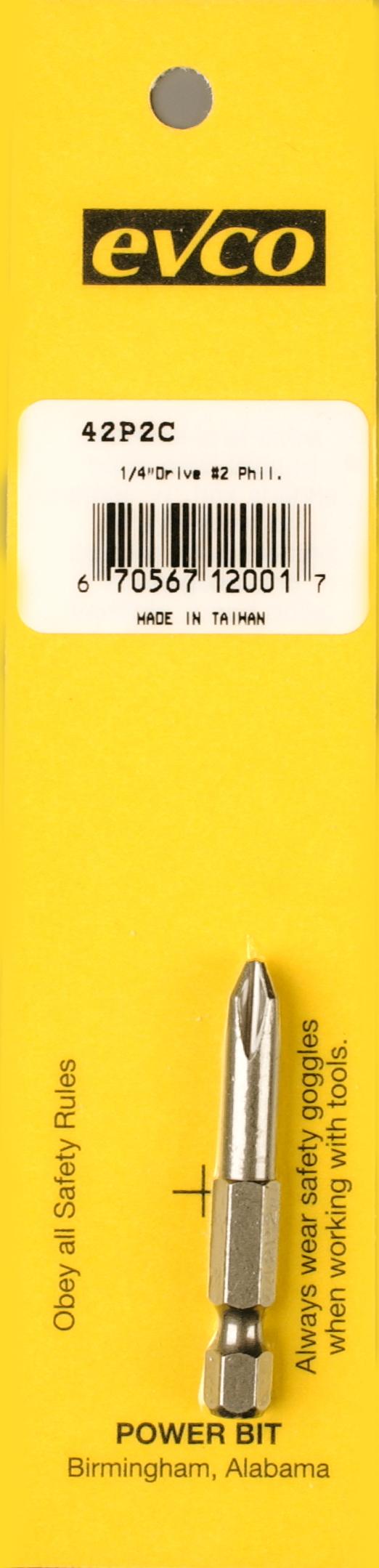 AP PRODUCTS 009-42P2C BIT, #2 Point Size/ 1/4 Inch x 2 Inch Bit Size; Phillips Power Bit; Carded - The Twister Group Tools product