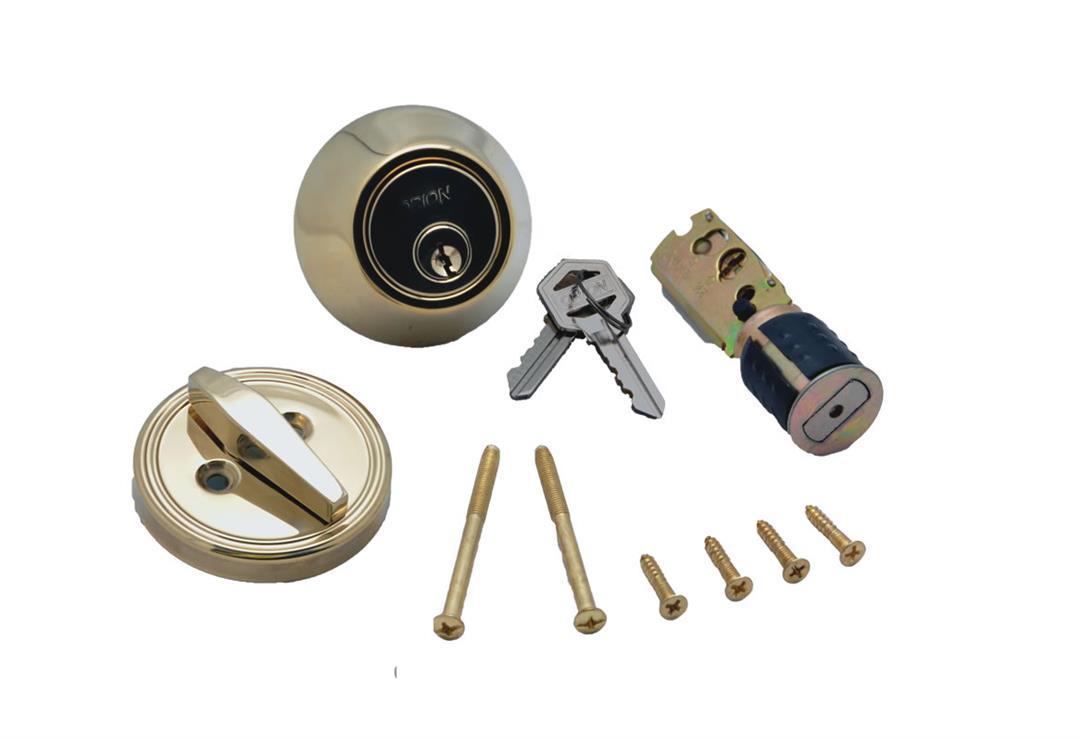 AP PRODUCTS 013222 Dead Bolt Lock Set, 1 INCH Throw - Polished Brass - High quality product image showing AP PRODUCTS 013222 Dead Bolt Lock Set, 1 INCH Throw - Polished Brass details and features
