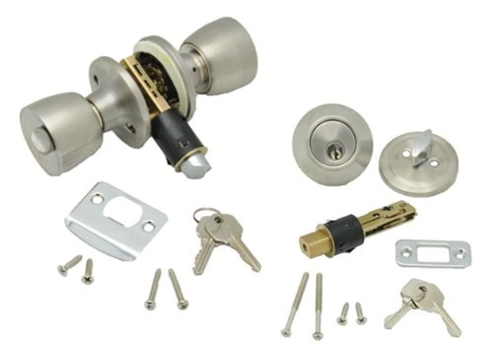 AP PRODUCTS 013-234-SS Combo Lock Set with Know Lock and Dead Bolt - Stainless Steel - High quality product image showing AP PRODUCTS 013-234-SS Combo Lock Set with Know Lock and Dead Bolt - Stainless Steel details and features