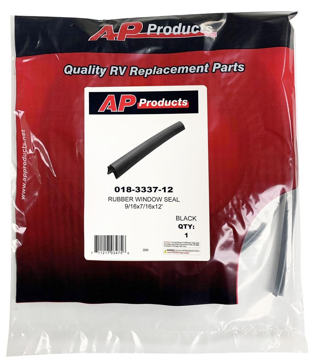 AP PRODUCTS 018-3337-12 Rubber Window Seal - 9/16 INCH x 7/16 INCH x 12 - The Twister Group Tools product