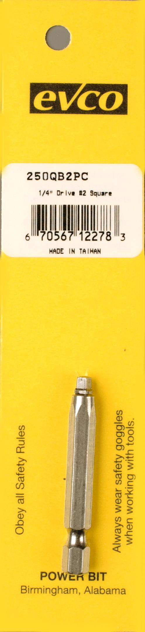 AP PRODUCTS 009-250QB2PC BIT, #2 Point Size/ 1/4 Inch x 2 Inch Bit Size; Square Recess Power Bit; Carded - The Twister Group Tools product