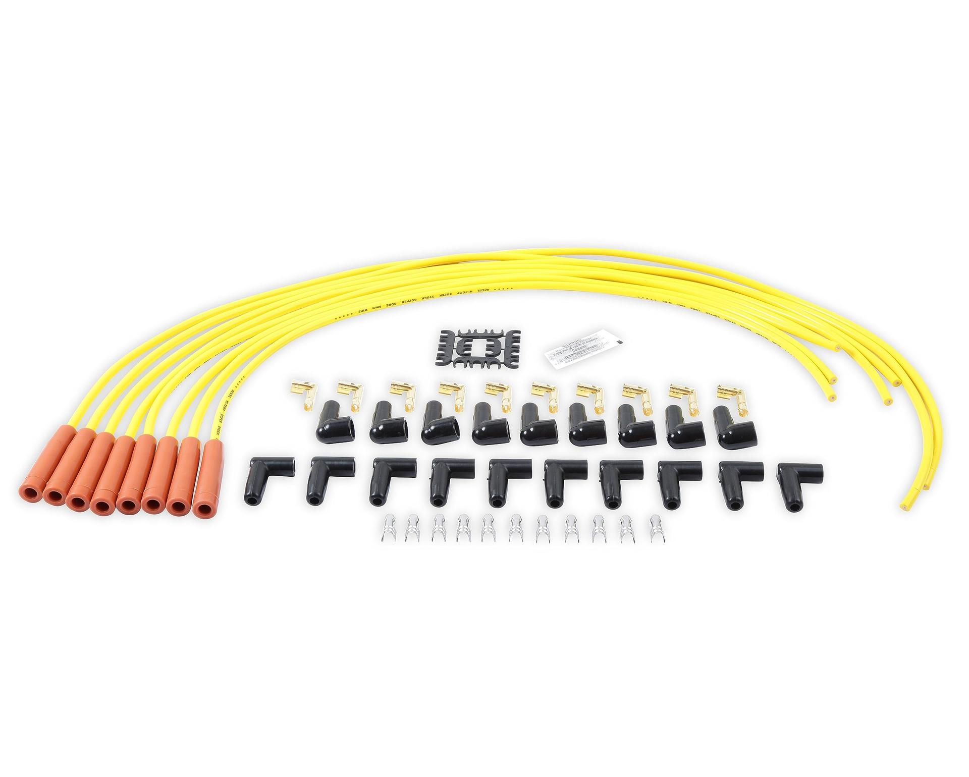 ACCEL 4038 Super Stock Spark Plug Wire Set - 8mm - Yellow with Orange Straight Boots - High quality product image showing ACCEL 4038 Super Stock Spark Plug Wire Set - 8mm - Yellow with Orange Straight Boots details and features