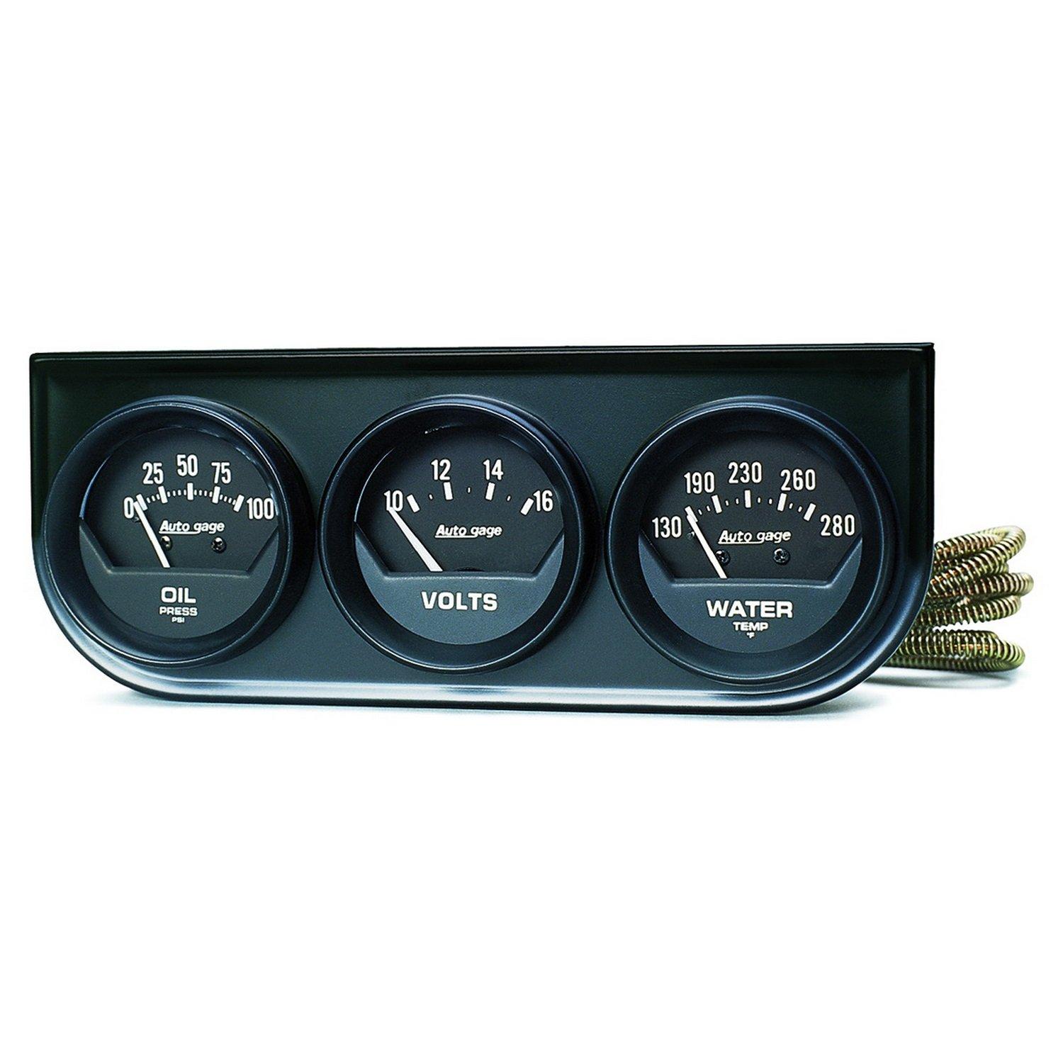 AUTO METER 2348 Autogage Black Console Oil/Volt/Water Gauge, 2.3125 in. - High quality product image showing AUTO METER 2348 Autogage Black Console Oil/Volt/Water Gauge, 2.3125 in. details and features