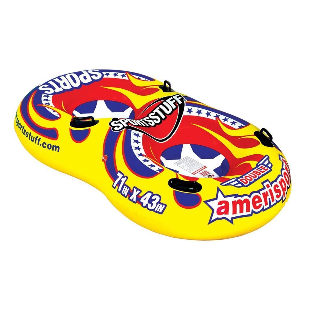 AIRHEAD 302525 DOUBLE AMERISPORT Snow Tube Yellow, Dimensions inflated (71in x 43in) (78in x 49in) - High quality product image showing AIRHEAD 302525 DOUBLE AMERISPORT Snow Tube Yellow, Dimensions inflated (71in x 43in) (78in x 49in) details and features