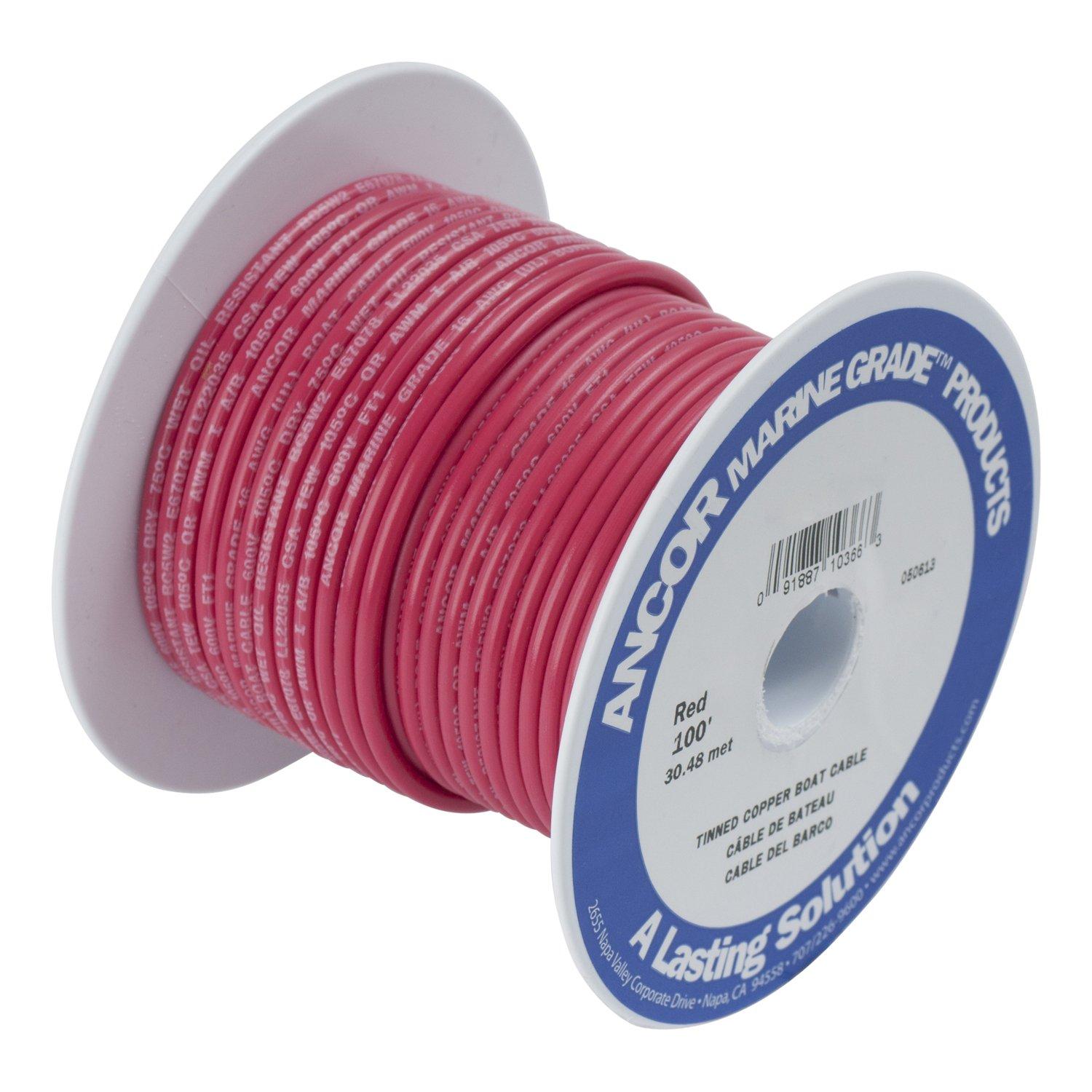 ANCOR 102899 Marine Grade Electrical Primary Tinned Copper Boat Wiring (16-Gauge, Red, 1000-Feet) - High quality product image showing ANCOR 102899 Marine Grade Electrical Primary Tinned Copper Boat Wiring (16-Gauge, Red, 1000-Feet) details and features
