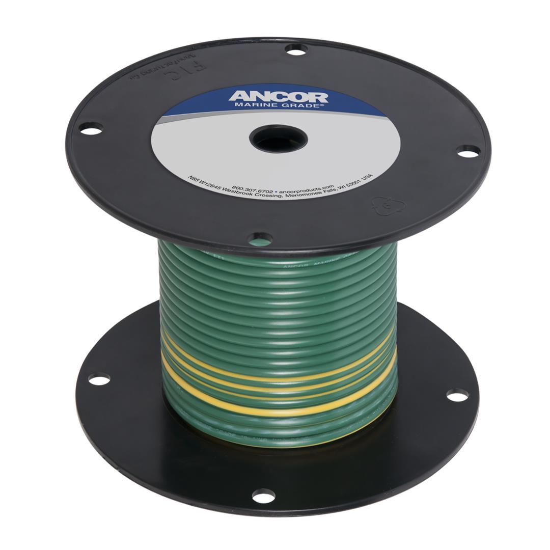 ANCOR 109310 GREEN W/YELLOW STRIPE 10 AWG TINNED COPPER WIRE - 100 - High quality product image showing ANCOR 109310 GREEN W/YELLOW STRIPE 10 AWG TINNED COPPER WIRE - 100 details and features